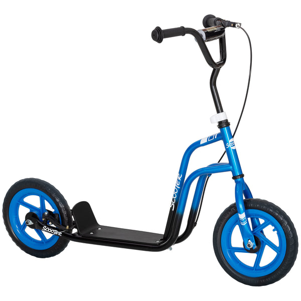 Kinderroller höhenverstellbar mit grossen Rädern und Handbremse blau