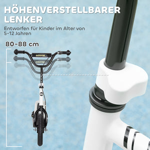 Kinderroller mit verstellbarem Lenker und Handbremse 5-12 Jahre weiss