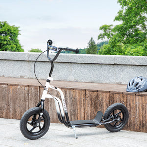Kinderroller mit verstellbarem Lenker und Handbremse 5-12 Jahre weiss