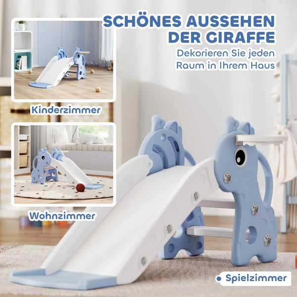 Kinderrutsche 3-in-1 mit Basketballkorb und Ball blau