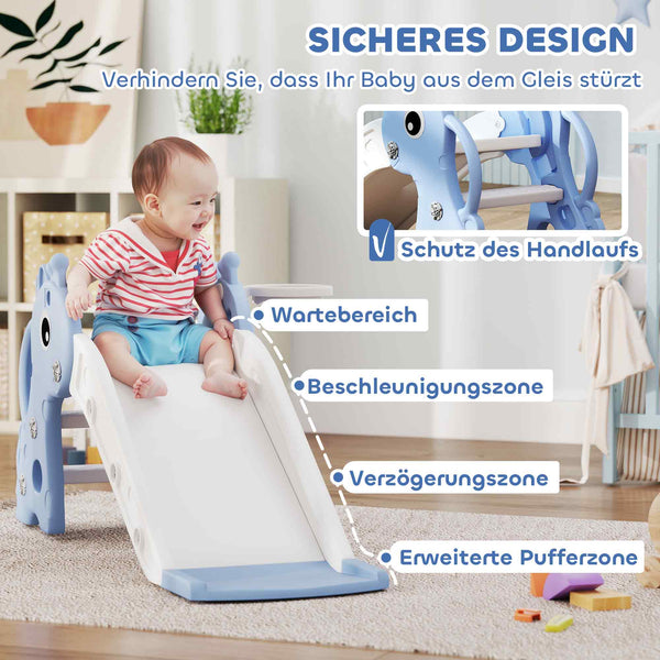 Kinderrutsche 3-in-1 mit Basketballkorb und Ball blau
