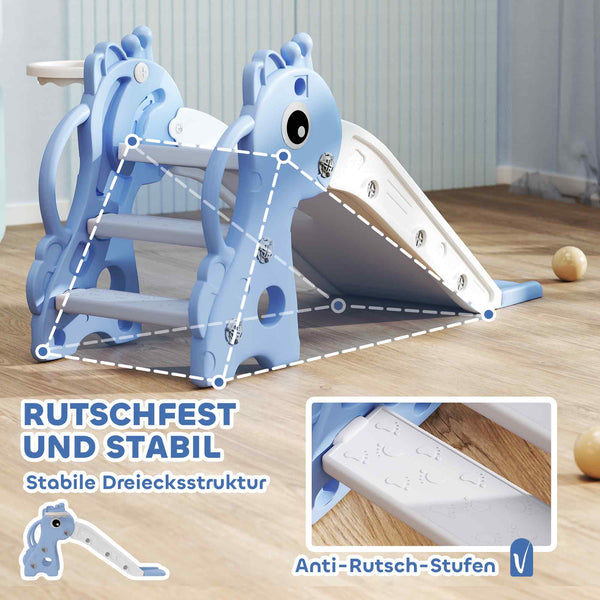 Kinderrutsche 3-in-1 mit Basketballkorb und Ball blau