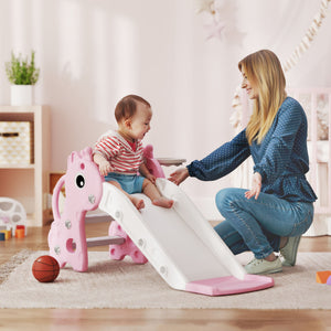 Kinderrutsche 3-in-1 mit Basketballkorb und Ball rosa