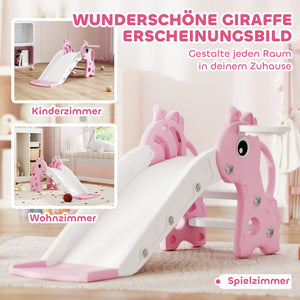 Kinderrutsche 3-in-1 mit Basketballkorb und Ball rosa
