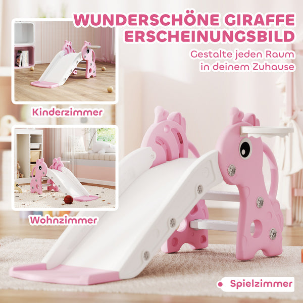 Kinderrutsche 3-in-1 mit Basketballkorb und Ball rosa