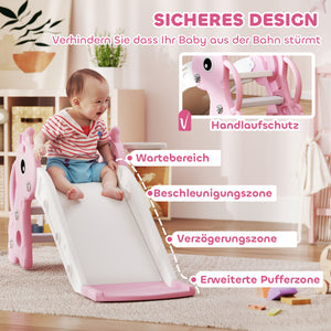 Kinderrutsche 3-in-1 mit Basketballkorb und Ball rosa