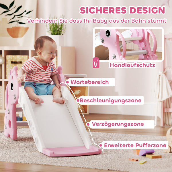 Kinderrutsche 3-in-1 mit Basketballkorb und Ball rosa