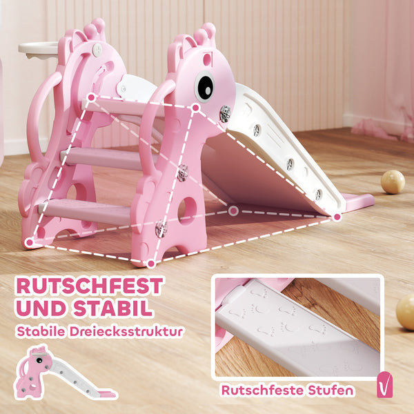 Kinderrutsche 3-in-1 mit Basketballkorb und Ball rosa