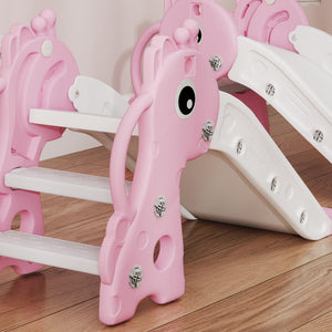 Kinderrutsche 3-in-1 mit Basketballkorb und Ball rosa