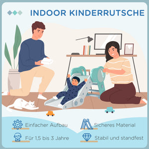 Kinderrutsche Spielturm klappbar sicher Indoor & Outdoor Grün & Weiss