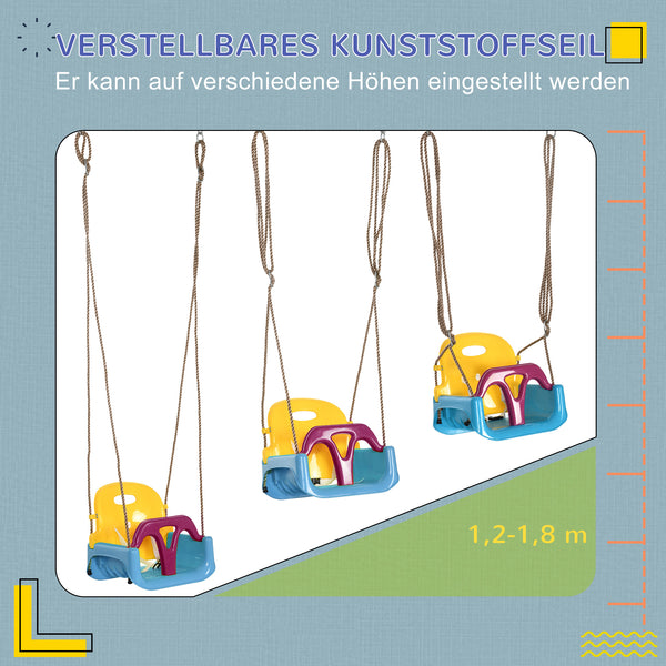 Kinderschaukel 3-in-1 höhenverstellbar für drinnen und draussen blau