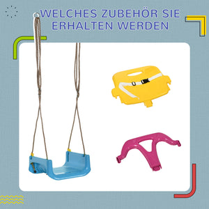 Kinderschaukel 3-in-1 höhenverstellbar für drinnen und draussen blau