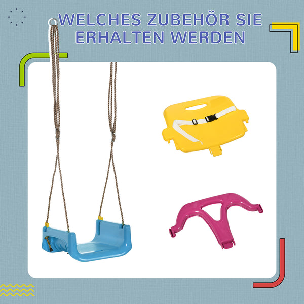 Kinderschaukel 3-in-1 höhenverstellbar für drinnen und draussen blau