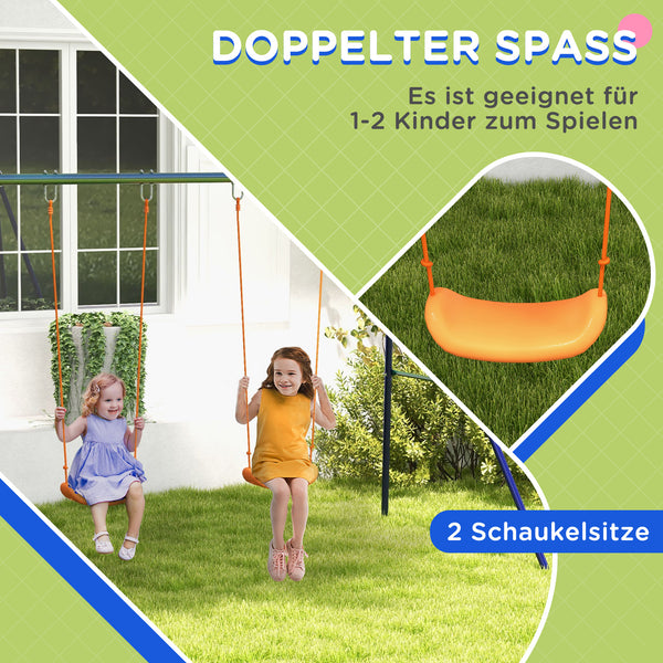 Kinderschaukel Garten 2er-Schaukel Stahl stabil Grau