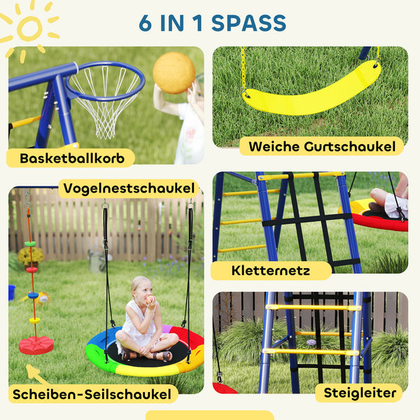 Kinderschaukel-Set 6-in-1 Outdoor Spielgerät für Garten bunt