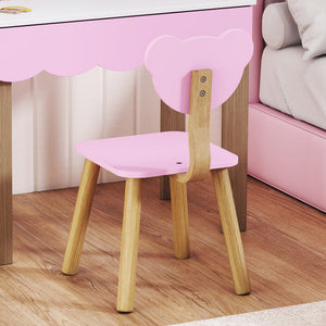Kinderschminktisch mit Hocker Spiegel und Schublade rosa