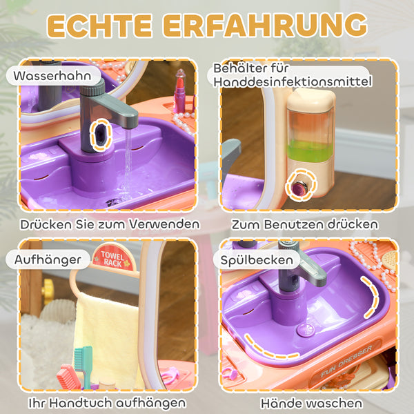 Kinderschminktisch Schminktisch LED Musik 3-6 Jahre Violett