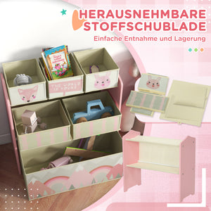 Kinderschrank mit 6 Stoffboxen und niedlichem Motiv rosa