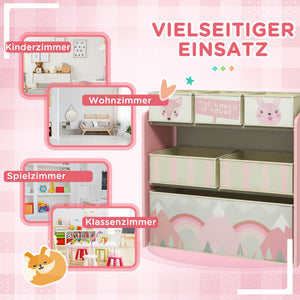 Kinderschrank mit 6 Stoffboxen und niedlichem Motiv rosa