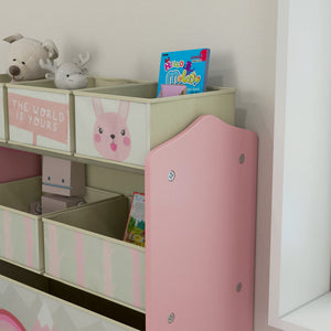 Kinderschrank mit 6 Stoffboxen und niedlichem Motiv rosa