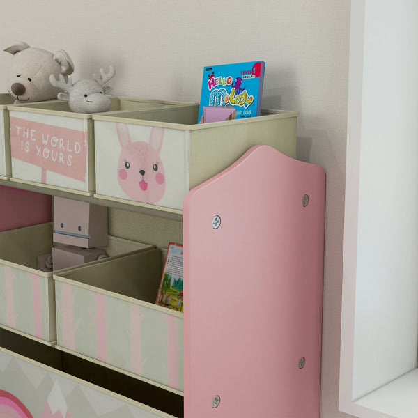 Kinderschrank mit 6 Stoffboxen und niedlichem Motiv rosa