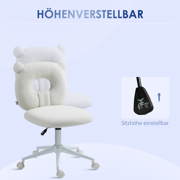 Children's desk chair, height-adjustable, swivel, ergonomic, white