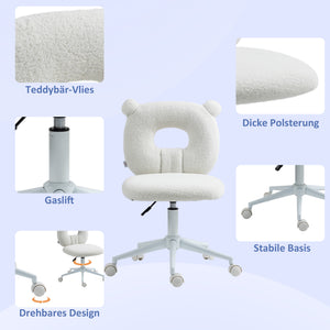 Children's desk chair, height-adjustable, swivel, ergonomic, white