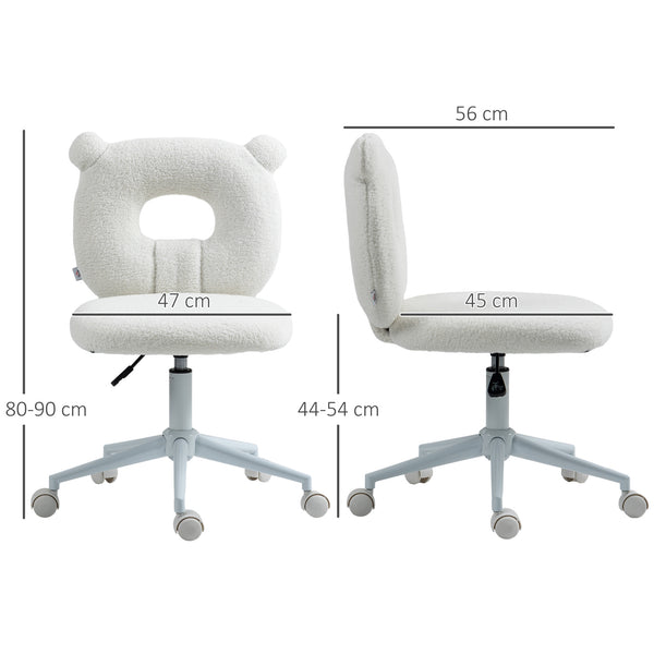 Children's desk chair, height-adjustable, swivel, ergonomic, white