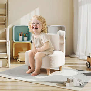 Kindersessel bequem mit Bärenohren aus Plüsch Fleece beige