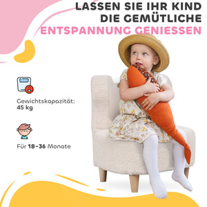Kindersessel bequem mit Bärenohren aus Plüsch Fleece beige