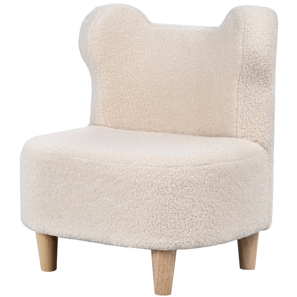 Kindersessel bequem mit Bärenohren aus Plüsch Fleece beige