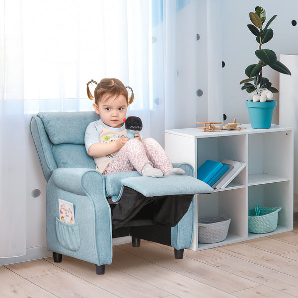 Kindersessel mit Fussstütze und verstellbarer Rückenlehne 3-5 Jahre blau