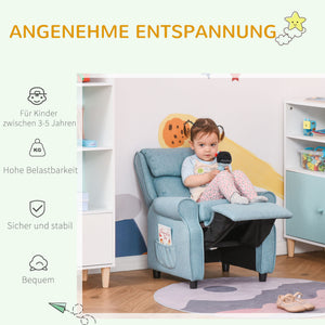 Kindersessel mit Fussstütze und verstellbarer Rückenlehne 3-5 Jahre blau