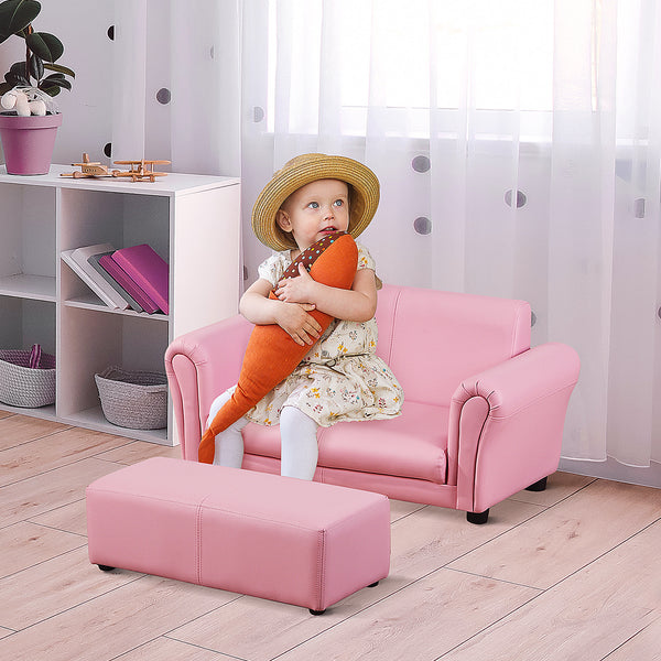 Kindersessel & Hocker Set 83x42x41cm Rosa