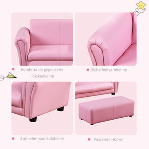 Kindersessel & Hocker Set 83x42x41cm Rosa