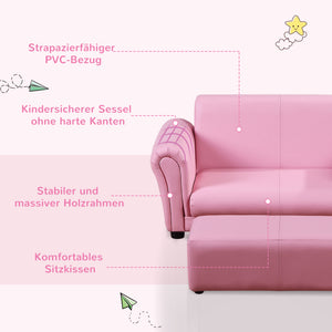 Kindersessel & Hocker Set 83x42x41cm Rosa