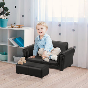 Kindersessel & Hocker Set 83x42x41cm Schwarz