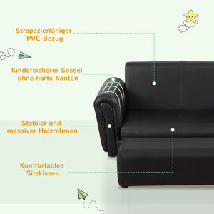 Kindersessel & Hocker Set 83x42x41cm Schwarz