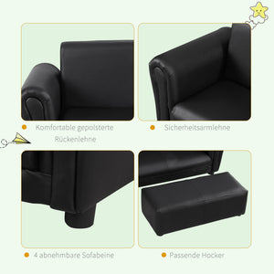 Kindersessel & Hocker Set 83x42x41cm Schwarz