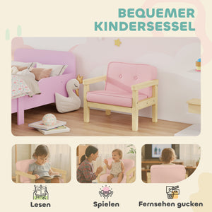 Kindersessel mit Holzfüssen aus Schaumstoff für Kinderzimmer rosa