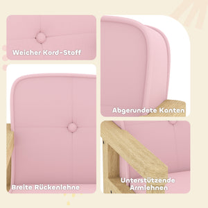 Kindersessel mit Holzfüssen aus Schaumstoff für Kinderzimmer rosa