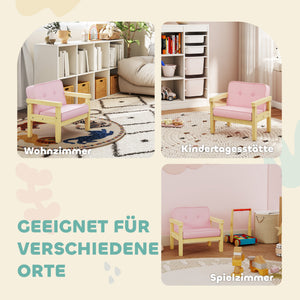 Kindersessel mit Holzfüssen aus Schaumstoff für Kinderzimmer rosa