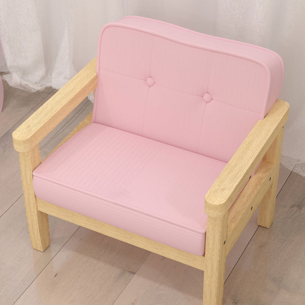 Kindersessel mit Holzfüssen aus Schaumstoff für Kinderzimmer rosa