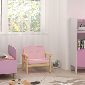 Kindersessel mit Holzfüssen aus Schaumstoff für Kinderzimmer rosa