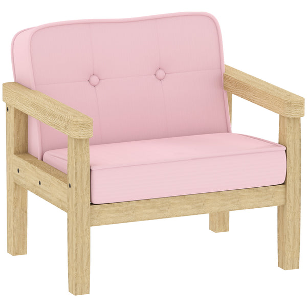 Kindersessel mit Holzfüssen aus Schaumstoff für Kinderzimmer rosa