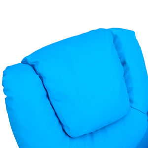Kindersessel mit verstellbarer Rückenlehne und Holzrahmen blau
