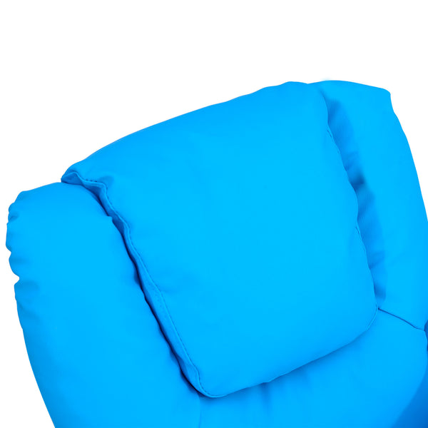 Kindersessel mit verstellbarer Rückenlehne und Holzrahmen blau