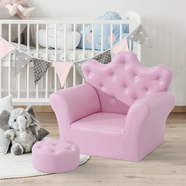 Kindersessel Softsofa Mädchensessel mit Hocker ab 3 Jahren Rosa