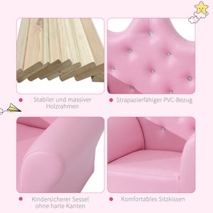 Kindersessel Softsofa Mädchensessel mit Hocker ab 3 Jahren Rosa