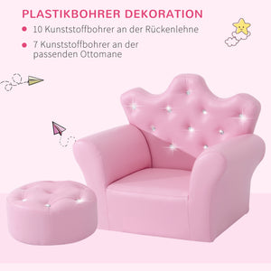 Kindersessel Softsofa Mädchensessel mit Hocker ab 3 Jahren Rosa